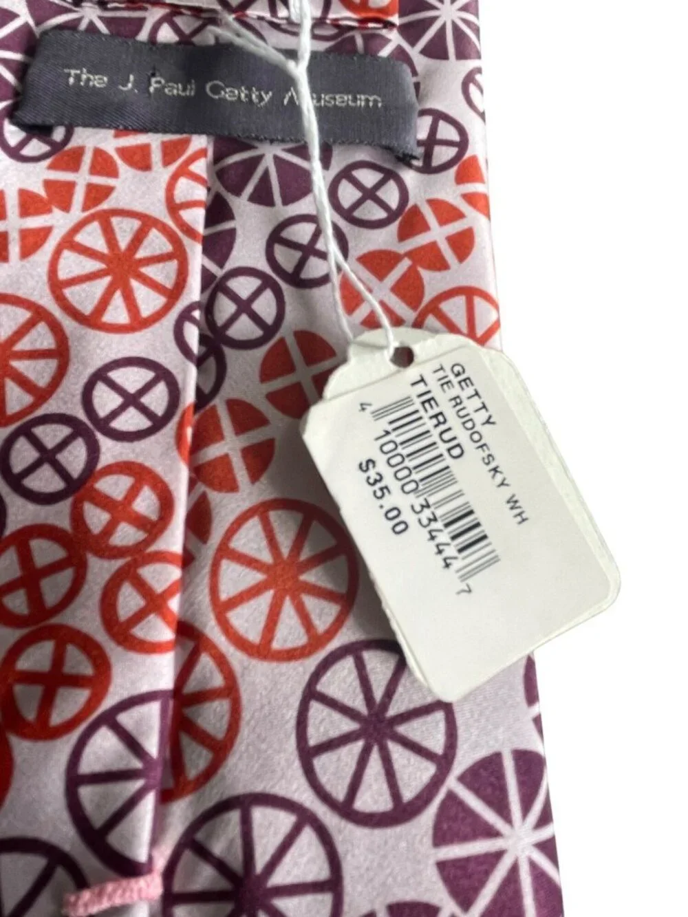 Vintage Getty Museum Red & Purple Circle Pattern Silk Tie Rudolphsky Design - Ne
